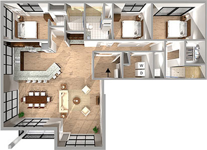 Three Bedroom Floor Plans